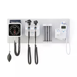 Welch Allyn 777-PM2WAS-US - Wall Board, GS 777 Wall Transformer,PanOptic Basic LED Opthalmoscope, Macroview Basic LED Otoscope, BP Aneroid,Ear Specula Dispenser, and SureTemp Plus Thermometer1690-300 SureTemp Plus Thermometer