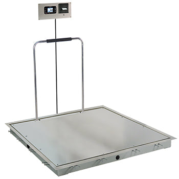 Detecto ID-4848SH-855RMP - In-Floor Dialysis Scale 48x48 Deck, Hand Rail, 855 recessed Wall Mount Indicator, w/printer