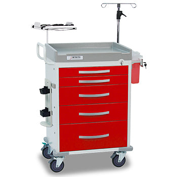 Detecto RC33669RED-L - Rescue Series ER Medical Cart, 5 Red Drawers