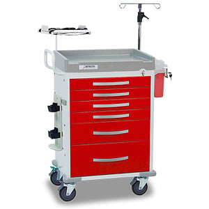 Detecto RC333369RED-L - Rescue Series ER Medical Cart, 6 Red Drawers