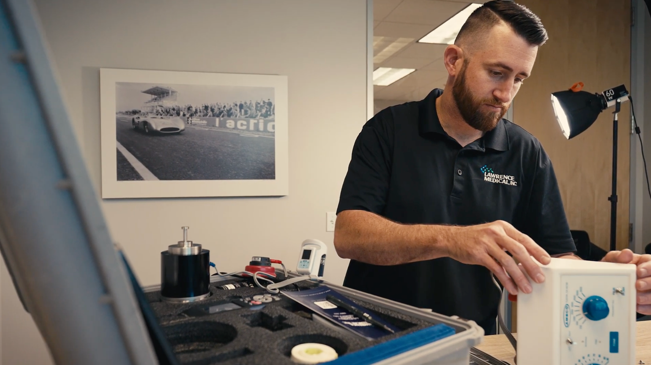 Lawrence Medical certified technicians working with biomedical equipment