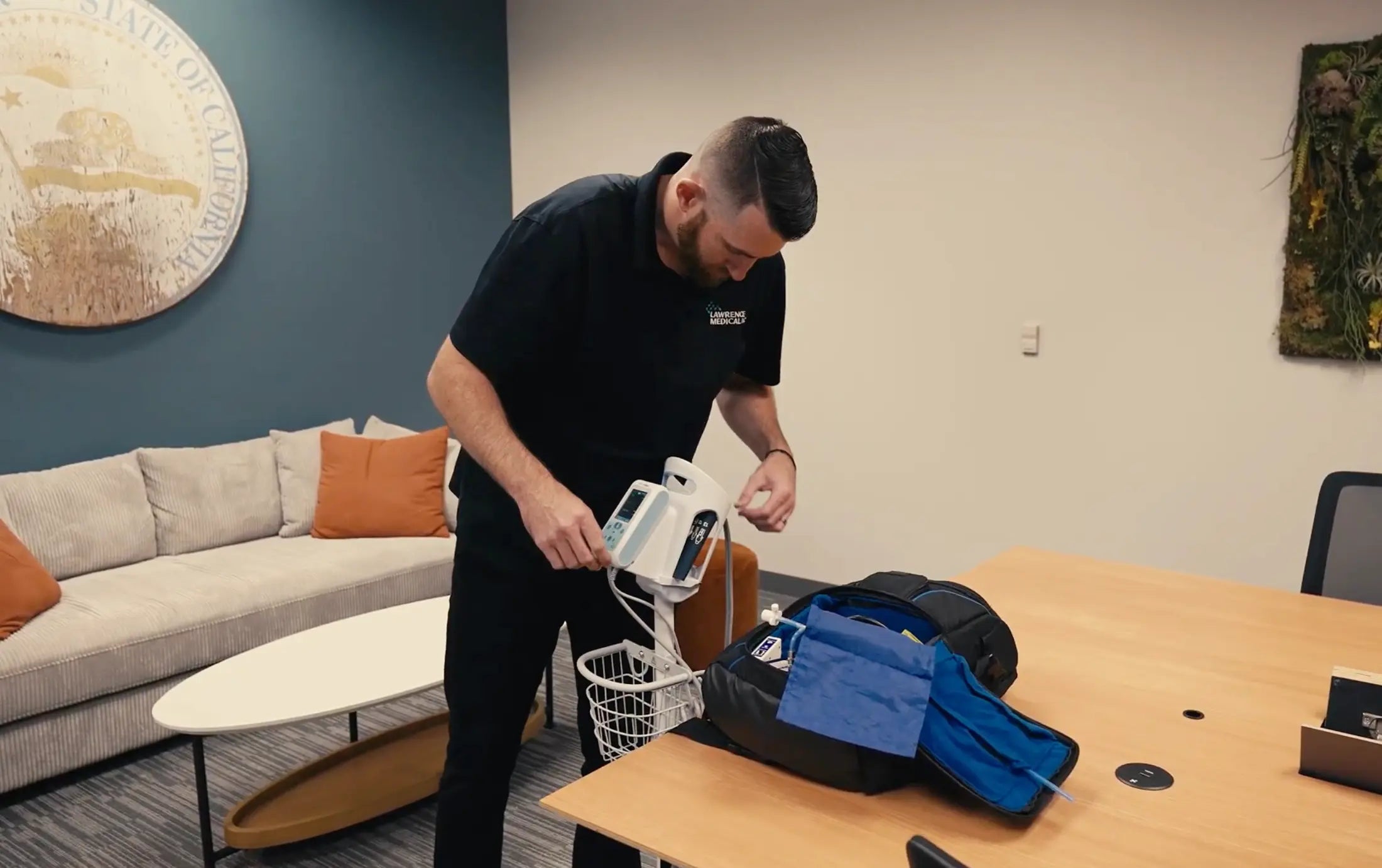 Lawrence Medical certified technicians working with biomedical equipment